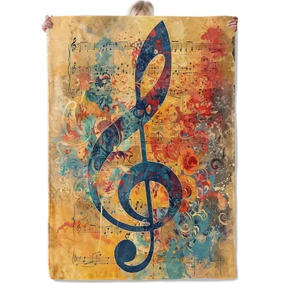 Treble Clef Music Notes Art Blanket for Musicians