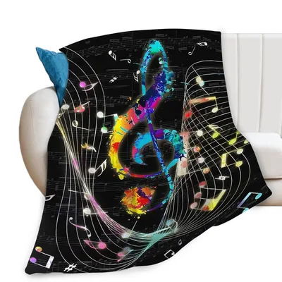 Colorful Treble Clef Music Blanket for Melody Lovers