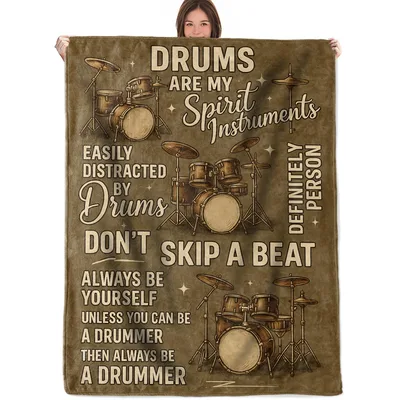 Drums Are My Spirit Blanket for Vintage Drum Set Lovers