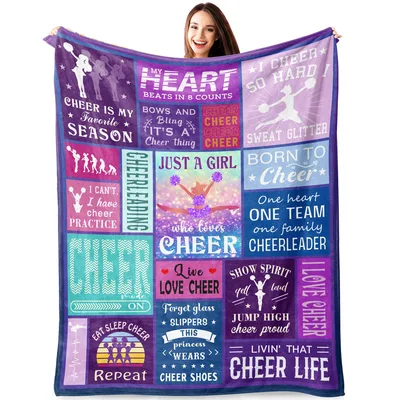 Cheer Life Cheerleader Patchwork Blanket: 8 Counts Heartbeat Design