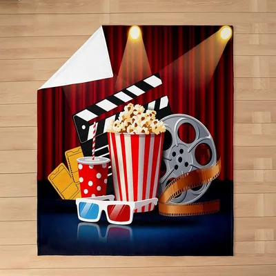Movie Theater Popcorn Film Blanket featuring a clapperboard
