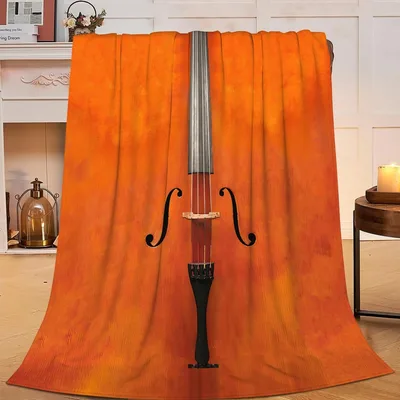 Cello Music Instrument Blanket: Warm Orange Cello Design for Musicians