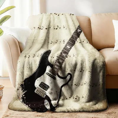 Guitar Music Sheet Blanket for Rock Lovers and Musicians
