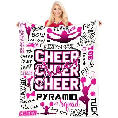 Cheerleader Cheer Words Blanket featuring terms like FLYER