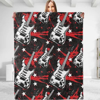 Electric Guitar Rock Pattern Blanket