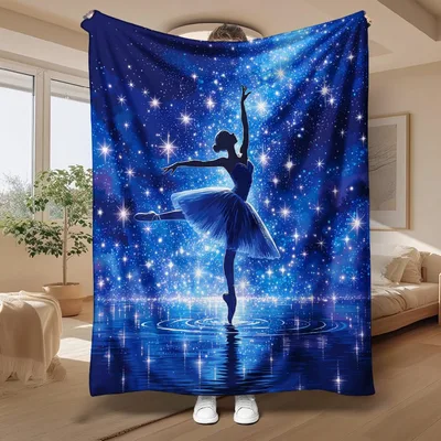 Ballerina Starry Sky Blanket: A Dancer on a Galaxy of Water
