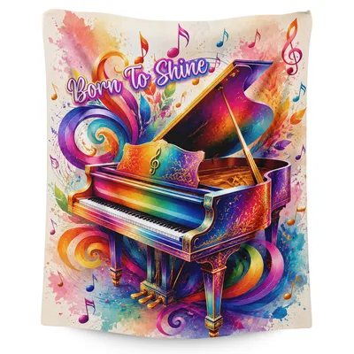Rainbow Grand Piano Music Blanket: Born To Shine Artwork for Musicians