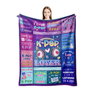 K-Pop Lover Quotes Design Blanket for Fans of Music and Hearts