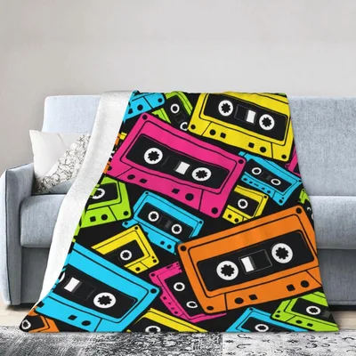 Colorful Cassette Tapes Pattern Blanket for Music Lovers