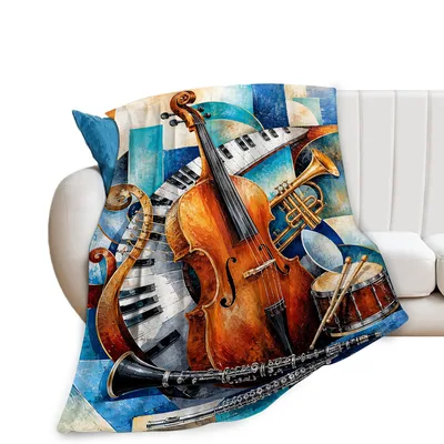 Musical Instruments Abstract Painting Blanket for Music Lovers