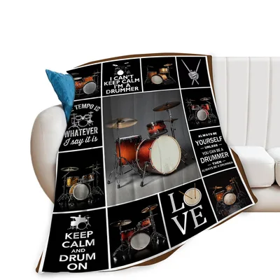 Drum Kit Keep Calm Blanket for Rock Music Lovers