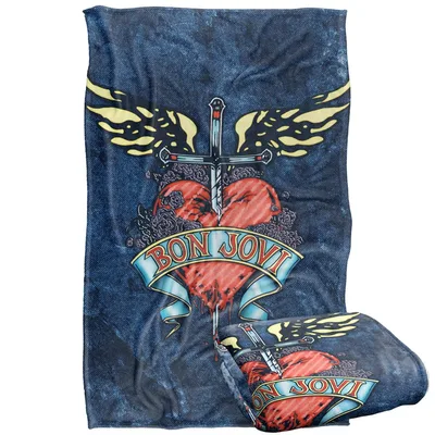 Winged Heart Dagger Design Blanket for Rock Music Lovers