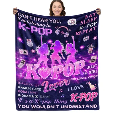 K-Pop Lover Music Neon Blanket: Glittery K-Pop Design for Fans