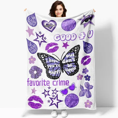 Butterfly Lips and Stars Blanket: A Purple Music Lover Design