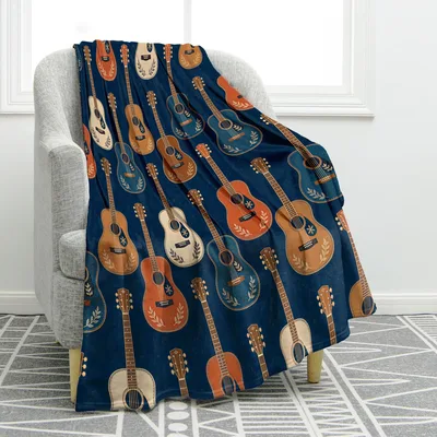 Acoustic Guitars Pattern Blanket for String Lovers