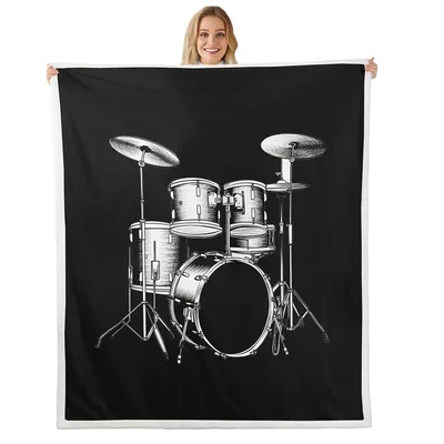 Drum Kit Line Art Blanket