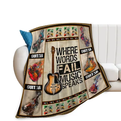 Where Words Fail Music Speaks Blanket Guitar Design