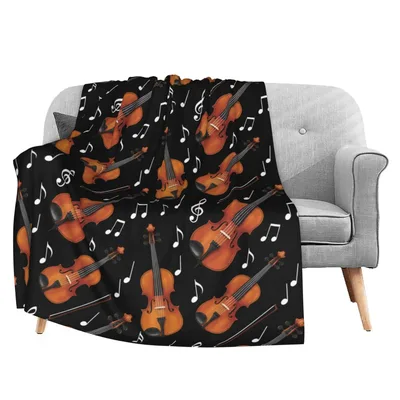 Violin and Music Notes Blanket for String Instrument Lovers