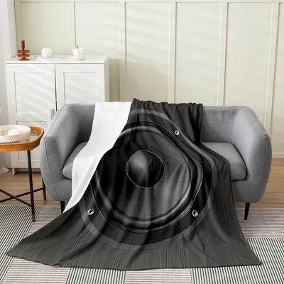 Black Speaker Woofer Pattern Blanket for Audio Enthusiasts