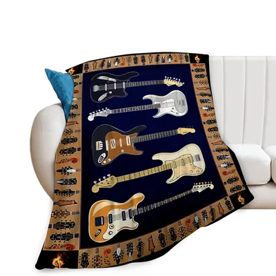 Guitars Music Pattern Collection Blanket