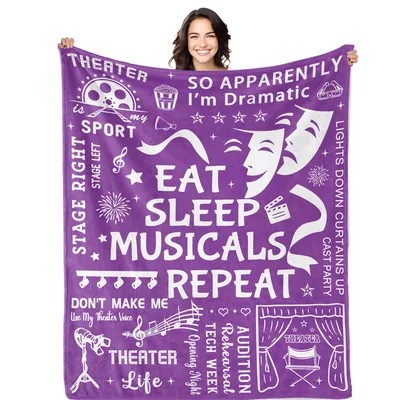 Eat Sleep Musicals Repeat Blanket for Theater Lovers – Design 2