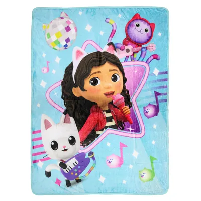 Cat Concert Star Blanket: Girl with Microphone and Musical Cats