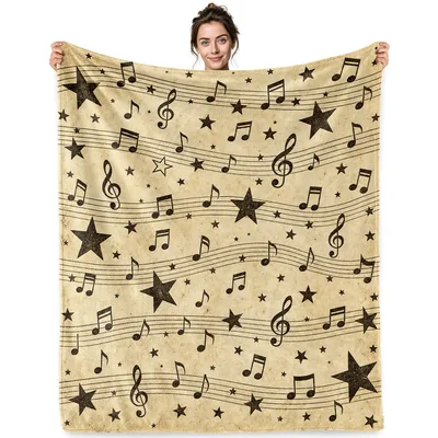 Music Notes and Stars Blanket for Musicians