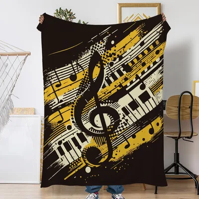 Music Notes Treble Clef Blanket: Bold Graphic Design for Musicians