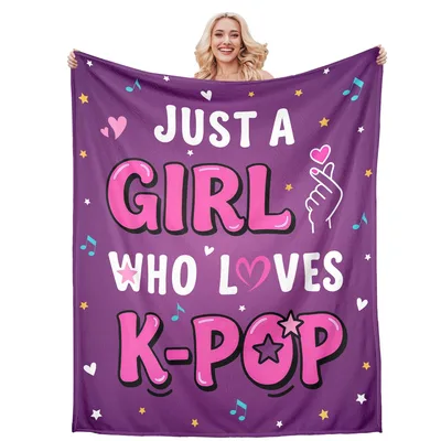 Just a Girl Blanket: K-Pop Fan Design with Hearts and Stars