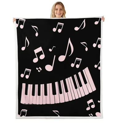 Music Notes and Piano Blanket for Musicians and Melody Lovers