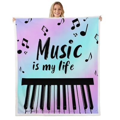 Music Is My Life Blanket No. 2: Piano Keys and Notes Design
