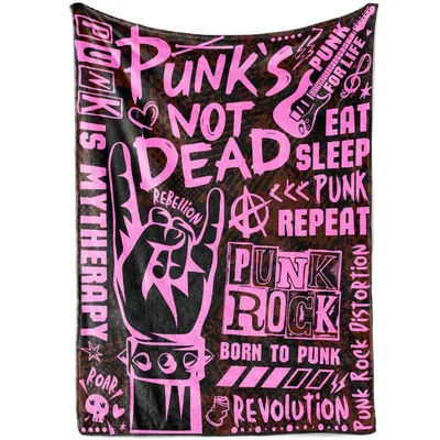 Punk's Not Dead Typography Blanket No. 2 for Rock Lovers