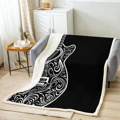 Guitar Music Swirl Pattern Blanket for Musicians and Art Lovers