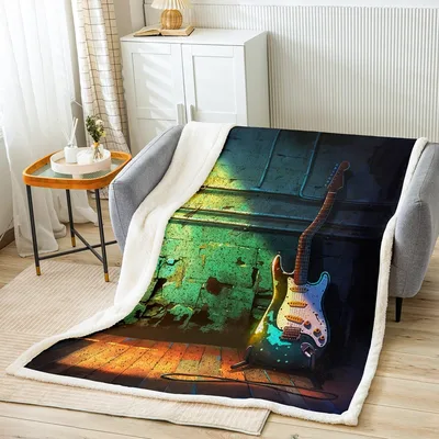 Electric Guitar on Sunset Blanket: Stage Light Art for Musicians