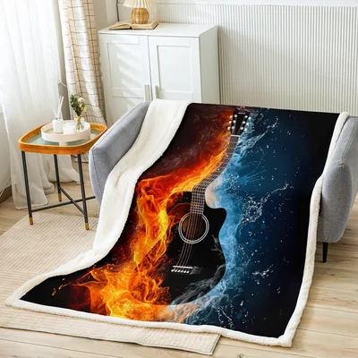 Flaming Guitar Fire Blanket: Dual Element Acoustic Design