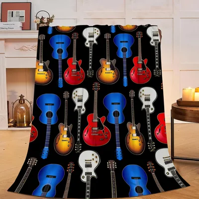 Guitars Pattern Music Design Blanket: A Vibrant Instrument Collage