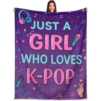 Just a Girl Blanket: K-Pop Fan Design with Microphones – Design 2