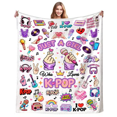 Kpop Icons Blanket: Just A Girl Who Loves K-Pop Design