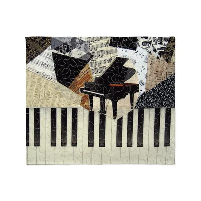 Piano Keys Abstract Collage Blanket for Music Lovers