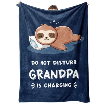 Do Not Disturb Grandpa Blanket: Charging Sloth Design for Napping