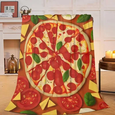 Pizza Food Lover Blanket featuring a large pepperoni pizza design