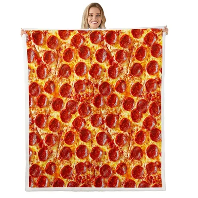 Pepperoni Pizza Food Blanket features a realistic full-slice