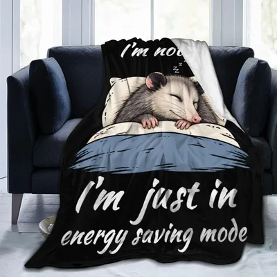 Sleepy Opossum Funny Blanket: Lazy Opossum Energy Saving Mode Design