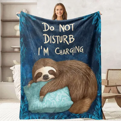 Sloth Cute Animal Blanket Do Not Disturb I'm Charging Design