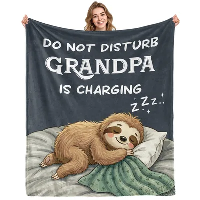 Sleepy Sloth Charging Zzz Blanket for Grandpa Nap Time