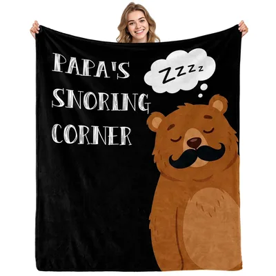 Sleeping Bear Mustache Blanket: Papa's Snoring Corner Design