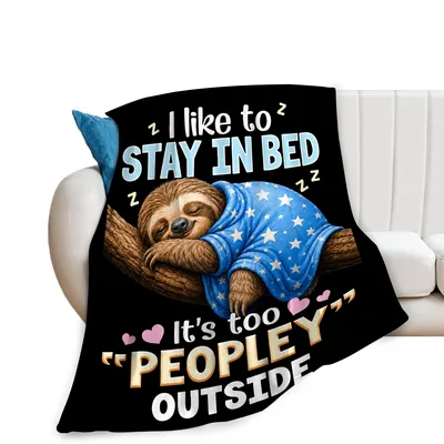 Sleepy Sloth Peopley Outside Blanket for Bed Lovers