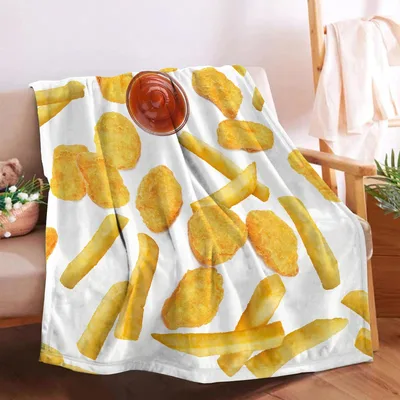 Chicken Nuggets Fries Food Blanket: Cozy Throw