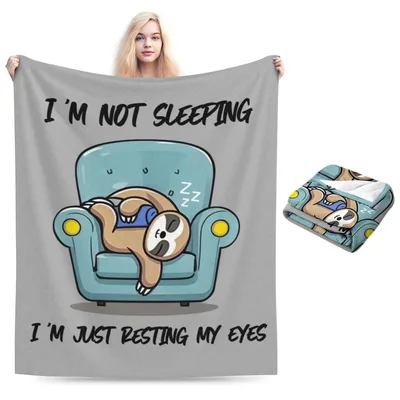 Sloth Not Sleeping Blanket: Resting My Eyes Design
