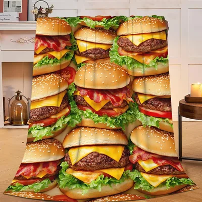 Cheeseburger Food Print Blanket